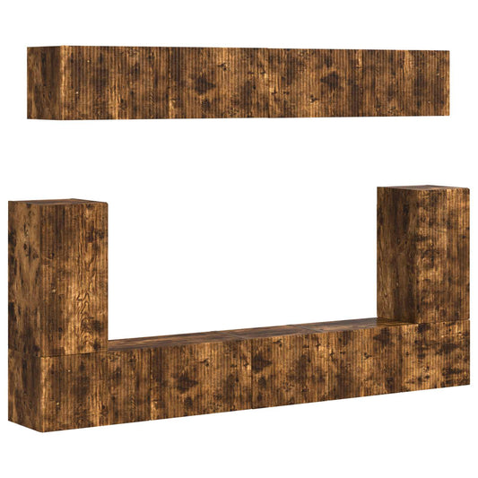 TV Cabinet Set 5 pcs Smoked Oak Engineered Wood