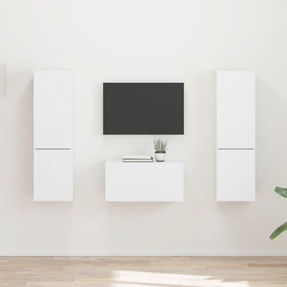 TV Cabinet Set 5 pcs White Engineered Wood