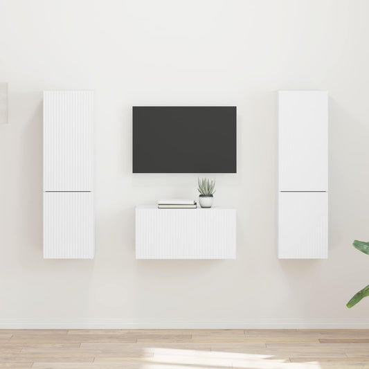 TV Cabinet Set 5 pcs White Engineered Wood