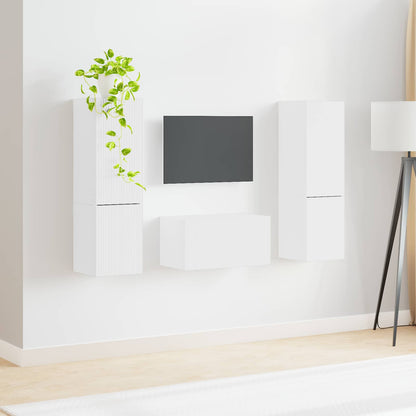 TV Cabinet Set 5 pcs White Engineered Wood