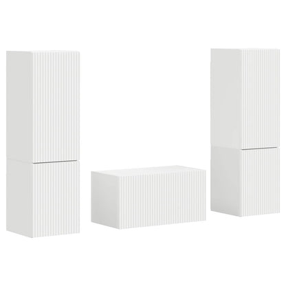 TV Cabinet Set 5 pcs White Engineered Wood