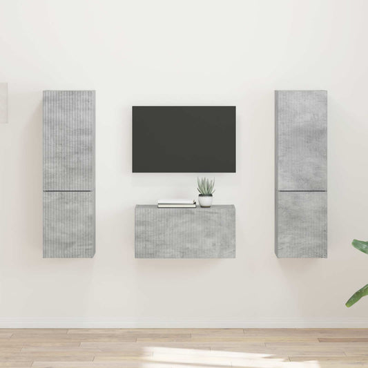 TV Cabinet Set 5 pcs Concrete Grey Engineered Wood