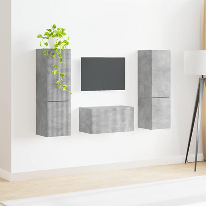 TV Cabinet Set 5 pcs Concrete Grey Engineered Wood
