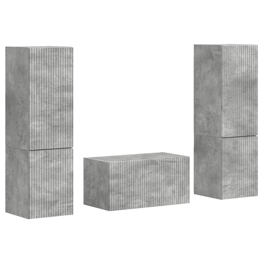 TV Cabinet Set 5 pcs Concrete Grey Engineered Wood