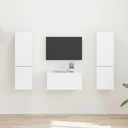 TV Cabinet Set 5 pcs High Gloss White Engineered Wood