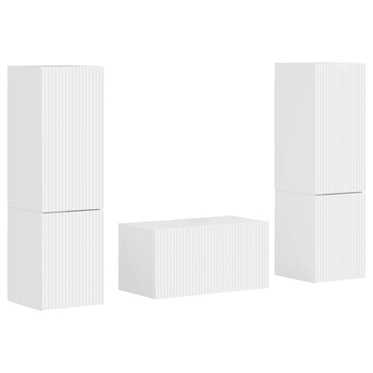 TV Cabinet Set 5 pcs High Gloss White Engineered Wood
