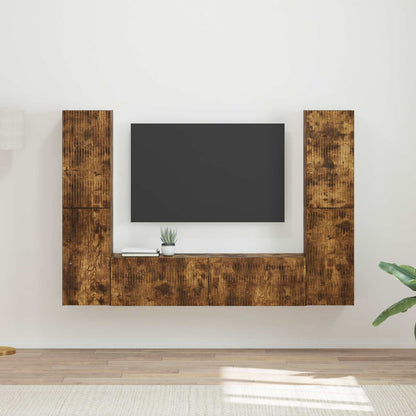 TV Cabinet Set 6 pcs Smoked Oak Engineered Wood
