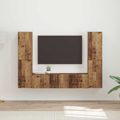 TV Cabinet Set 6 pcs Old Wood Engineered Wood