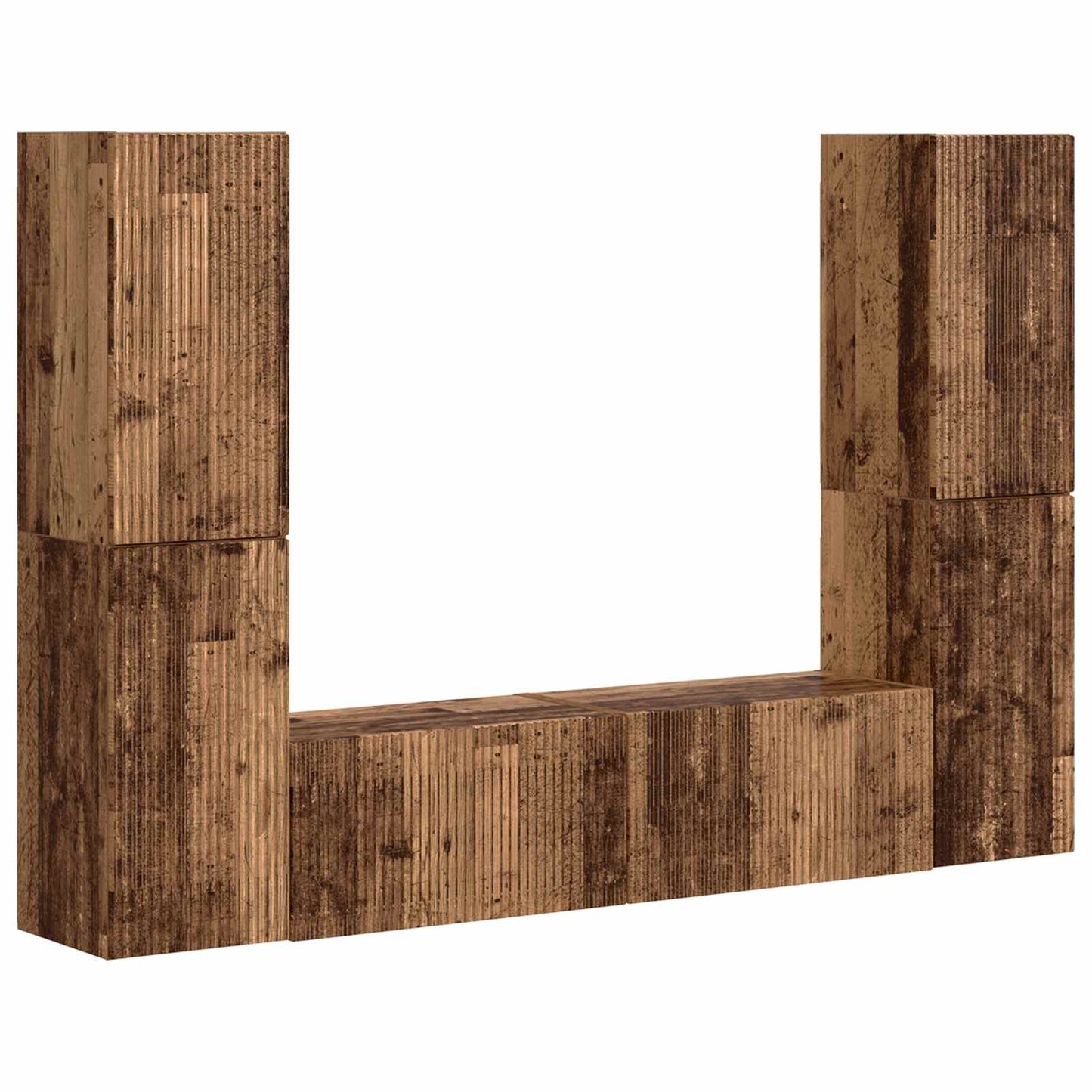 TV Cabinet Set 6 pcs Old Wood Engineered Wood