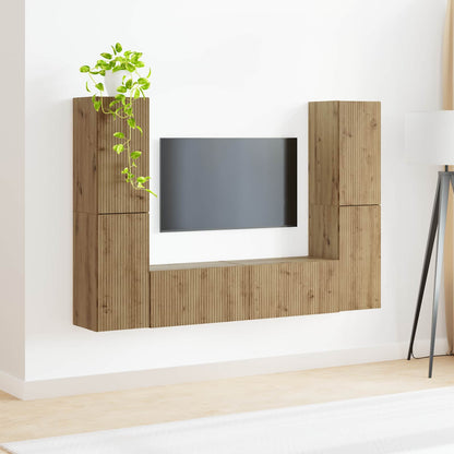 TV Cabinet Set 6 pcs Artisan Oak Engineered Wood