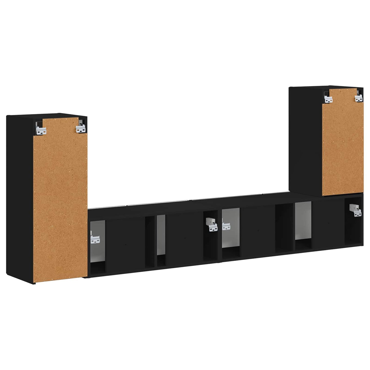 TV Cabinet Set 4 pcs Black Engineered Wood