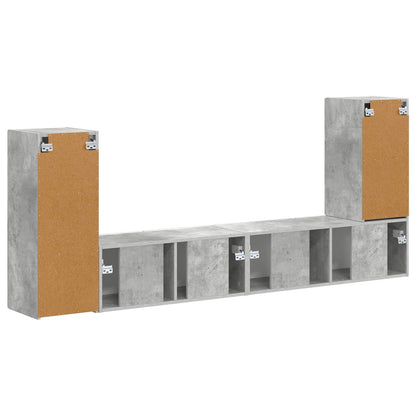 TV Cabinet Set 4 pcs Concrete Grey Engineered Wood