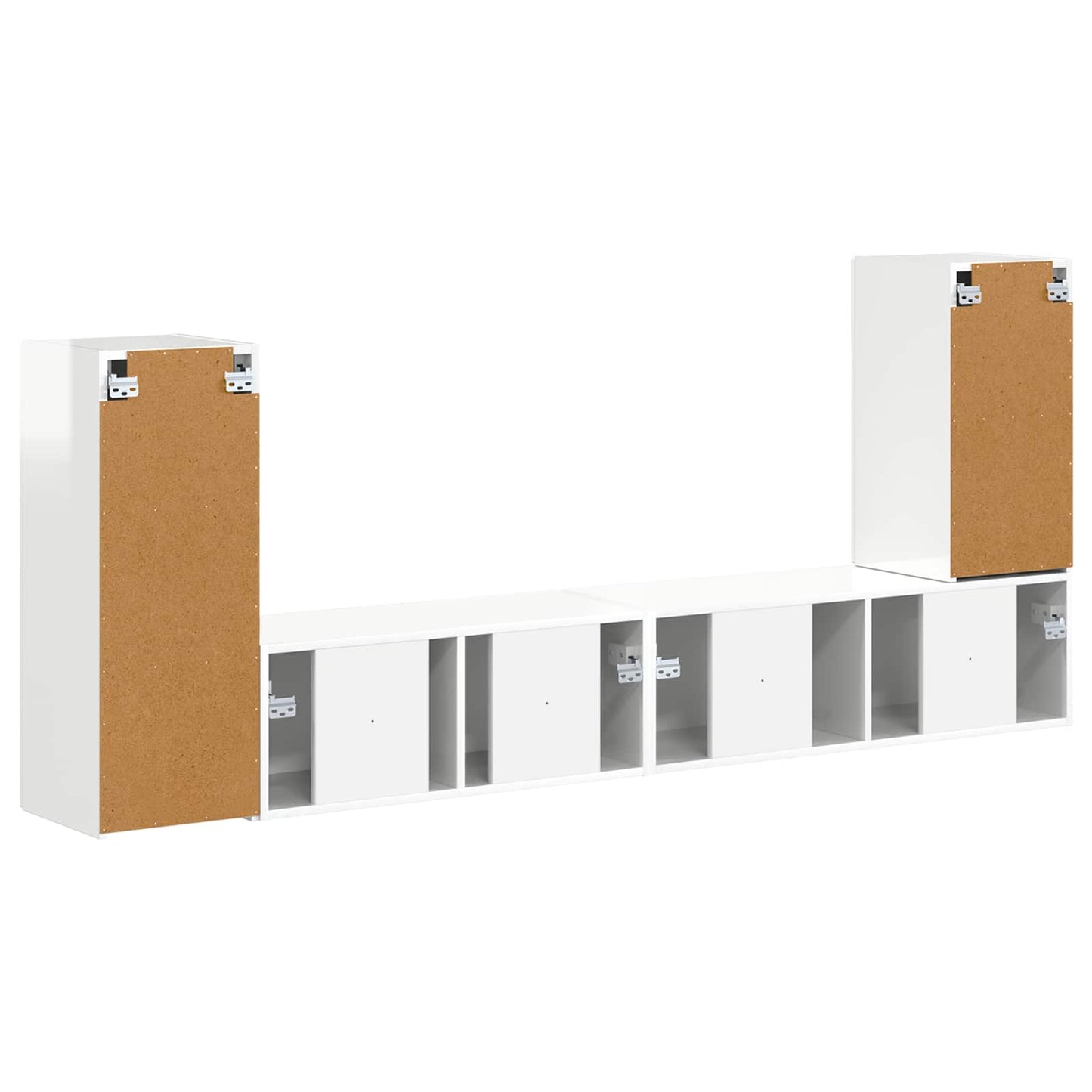 TV Cabinet Set 4 pcs High Gloss White Engineered Wood