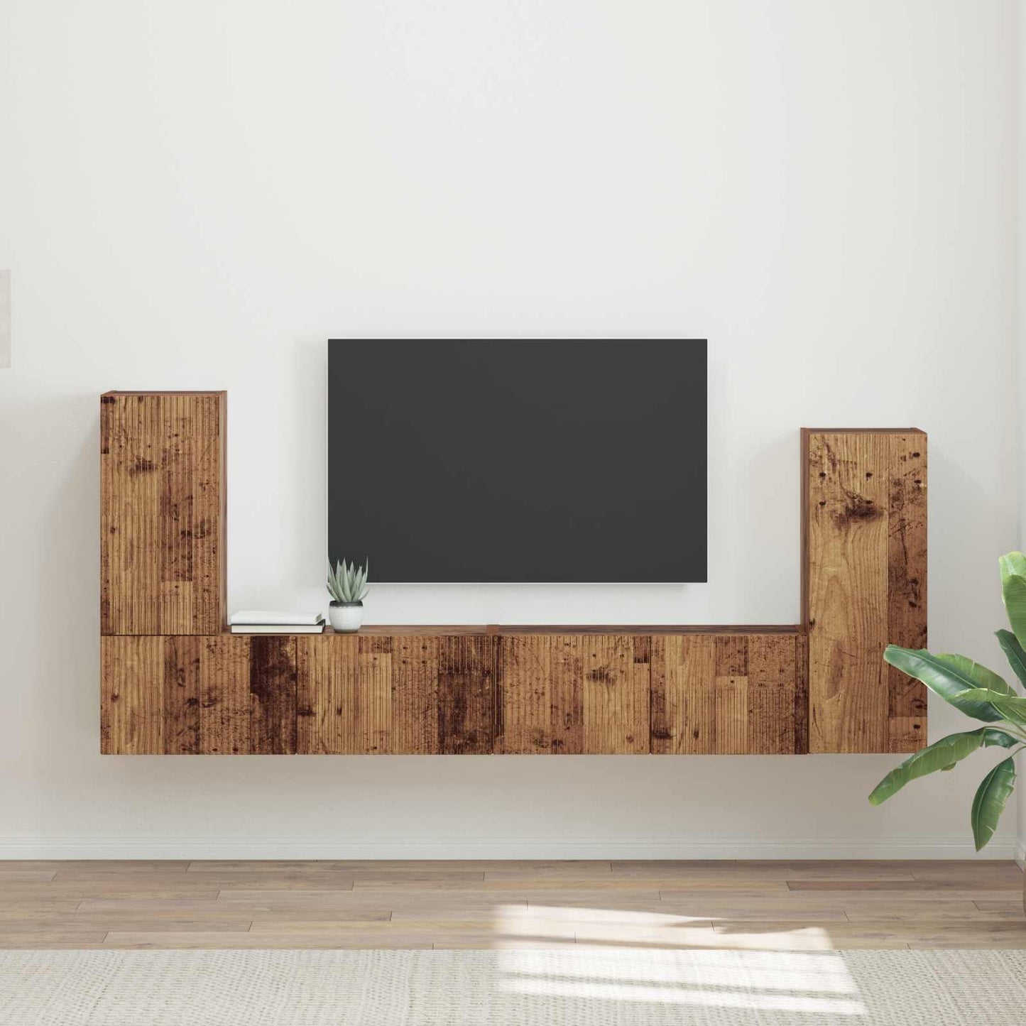 TV Cabinet Set 4 pcs Old Wood Engineered Wood
