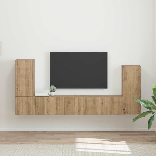 TV Cabinet Set 4 pcs Artisan Oak Engineered Wood