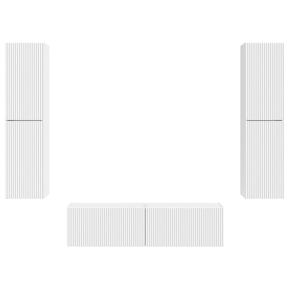 TV Cabinet Set 6 pcs White Engineered Wood