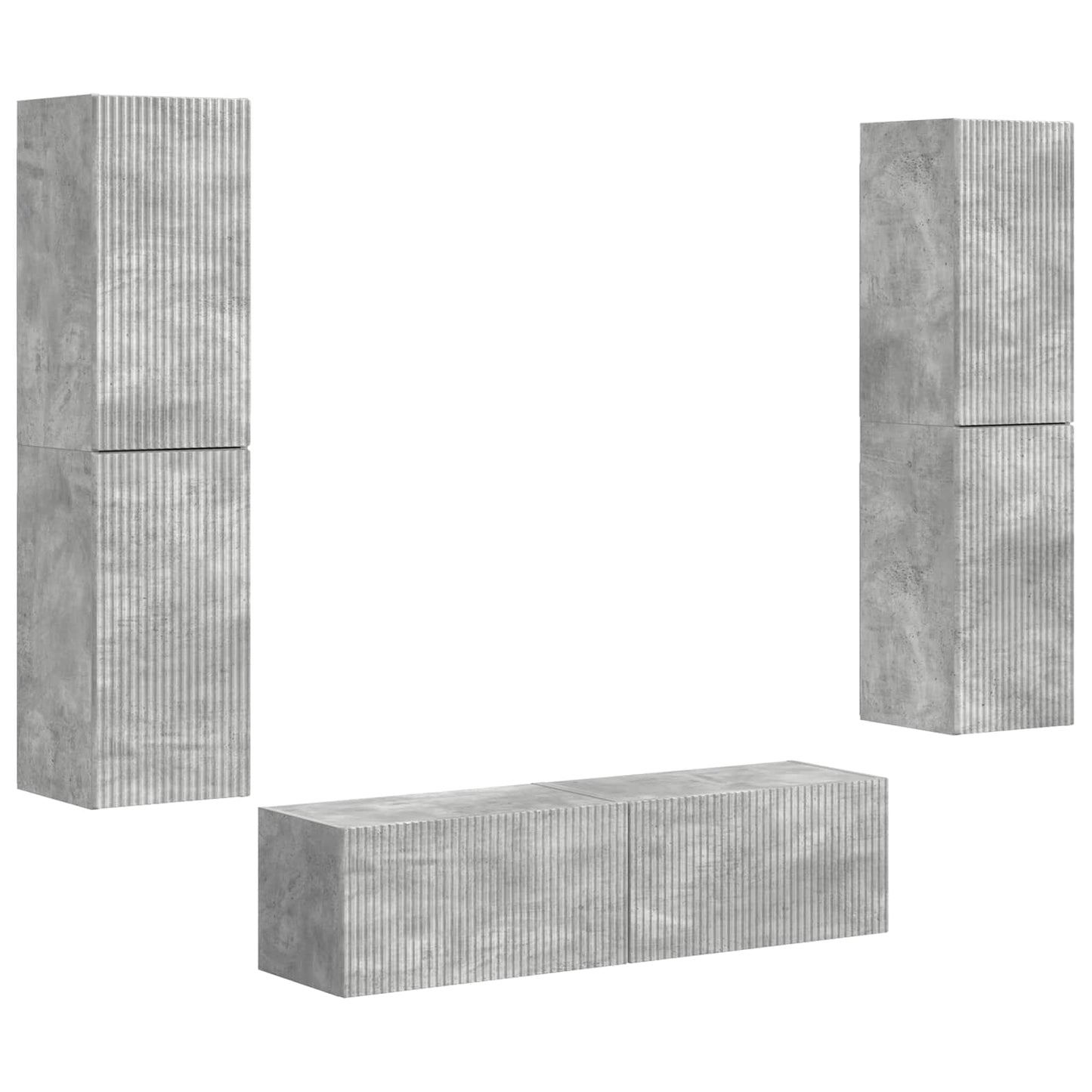 TV Cabinet Set 6 pcs Concrete Grey Engineered Wood