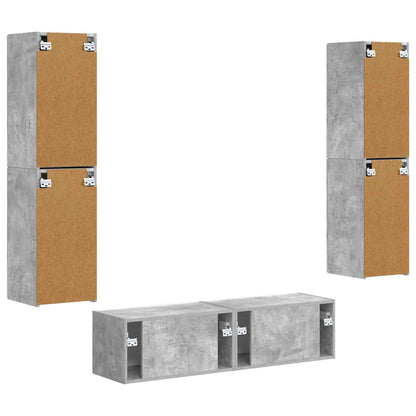 TV Cabinet Set 6 pcs Concrete Grey Engineered Wood