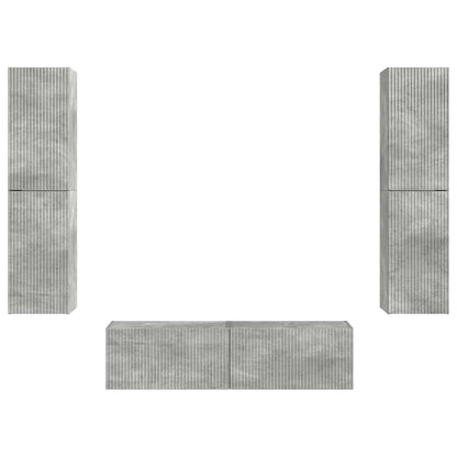 TV Cabinet Set 6 pcs Concrete Grey Engineered Wood
