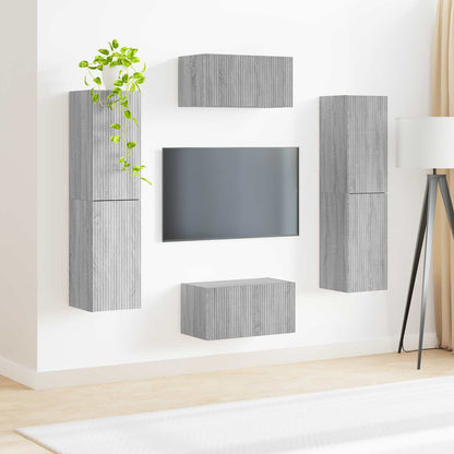TV Cabinet Set 6 pcs Grey Sonoma Engineered Wood