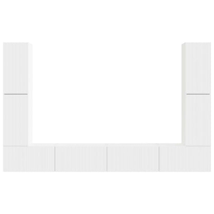 TV Cabinet Set 8 pcs White Engineered Wood