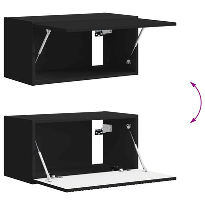 TV Cabinet Set 8 pcs Black Engineered Wood