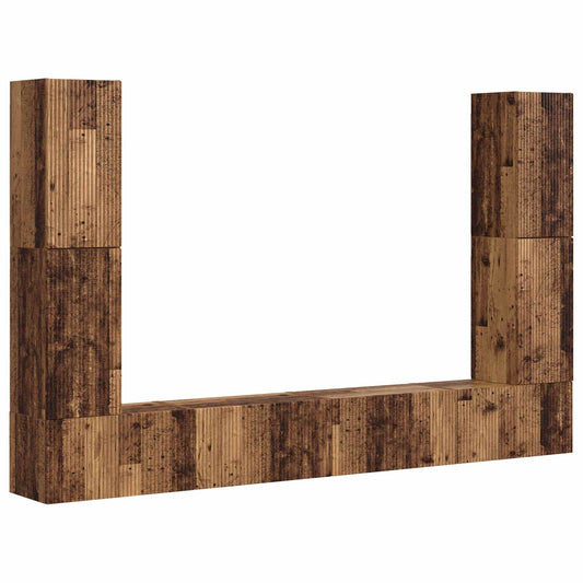 TV Cabinet Set 8 pcs Old Wood Engineered Wood