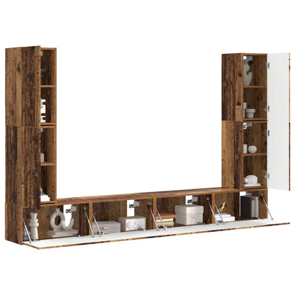 TV Cabinet Set 8 pcs Old Wood Engineered Wood