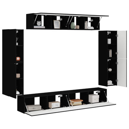 TV Cabinet 8 pcs Black