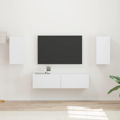 TV Cabinet Set 4 pcs White Engineered Wood