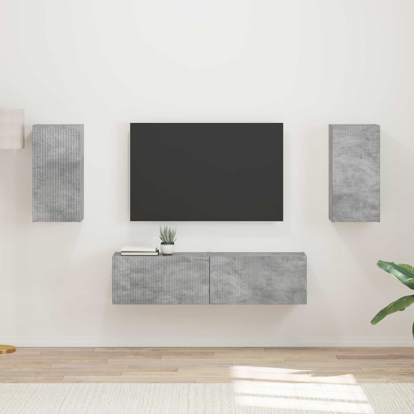TV Cabinet Set 4 pcs Concrete Grey Engineered Wood