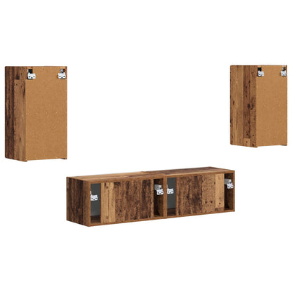 TV Cabinet Set 4 pcs Old Wood Engineered Wood