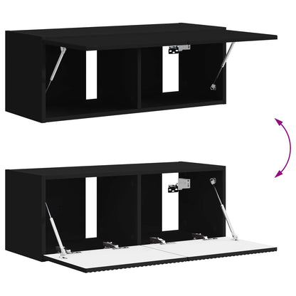 TV Cabinet Set 4 pcs Black Engineered Wood