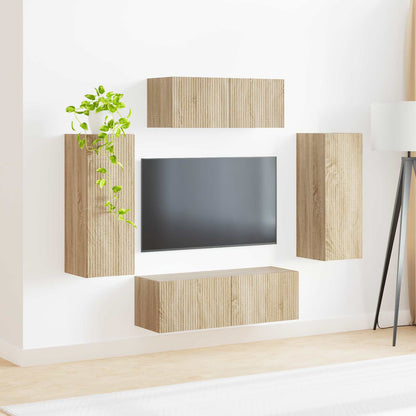 TV Cabinet Set 4 pcs Sonoma Oak Engineered Wood