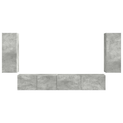 TV Cabinet Set 4 pcs Concrete Grey Engineered Wood