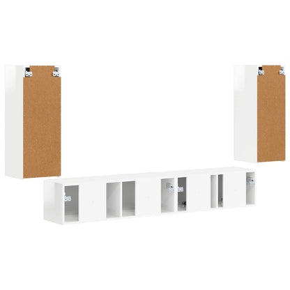 TV Cabinet Set 4 pcs High Gloss White Engineered Wood