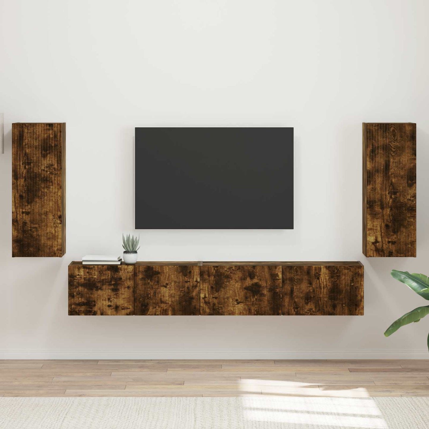 TV Cabinet Set 4 pcs Smoked Oak Engineered Wood