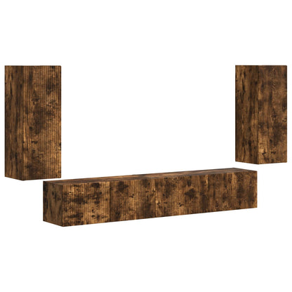 TV Cabinet Set 4 pcs Smoked Oak Engineered Wood