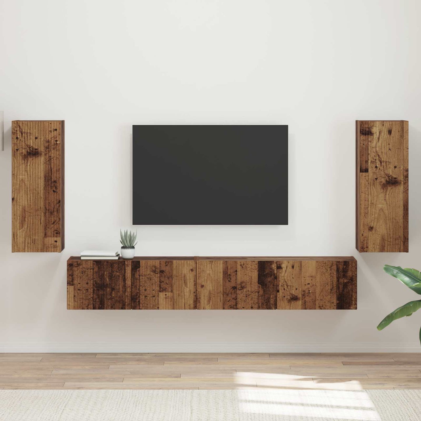 TV Cabinet Set 4 pcs Old Wood Engineered Wood