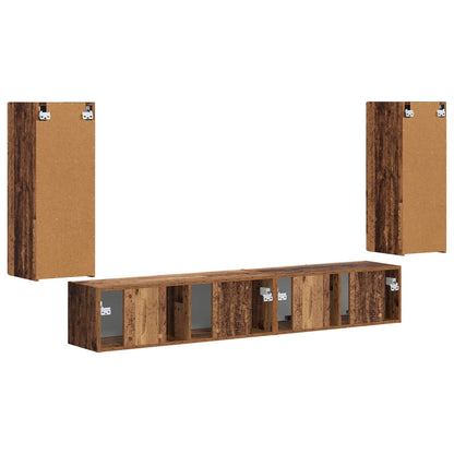 TV Cabinet Set 4 pcs Old Wood Engineered Wood