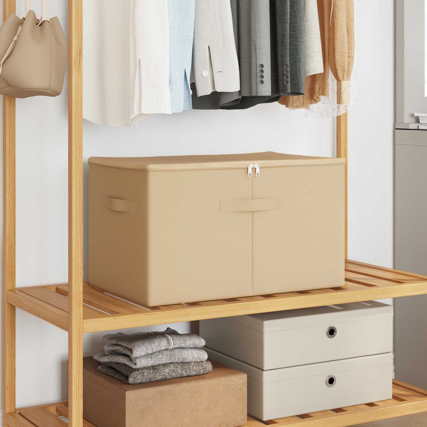 Storage Box Cream 55 x 35 x 32 cm Non-woven fabric