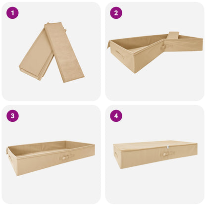 Storage Box 2 pcs Cream 90 x 48 x 15 cm Non-woven fabric