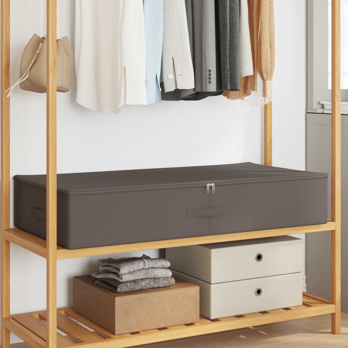 Storage Box 2 pcs Grey 90 x 48 x 15 cm Non-woven fabric