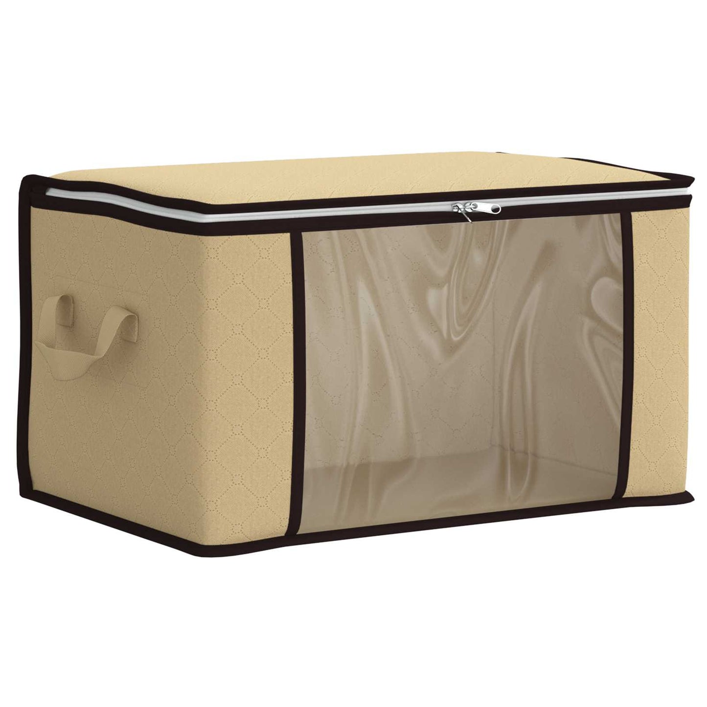 Storage Box with Transparent Side Window Cream 43 x 34 x 23 cm