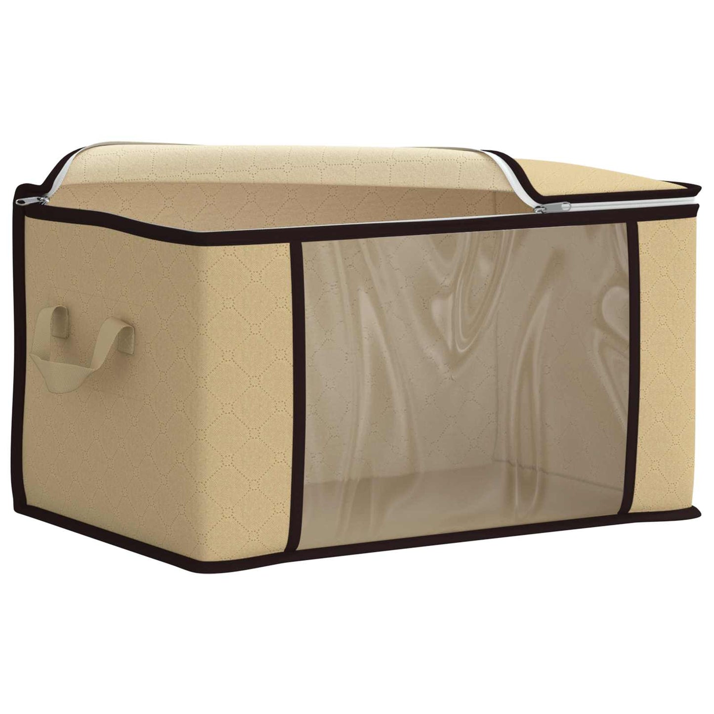 Storage Box with Transparent Side Window Cream 50 x 30 x 25 cm