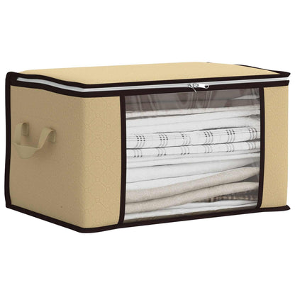 Storage Box with Transparent Side Window Cream 60 x 43 x 35 cm