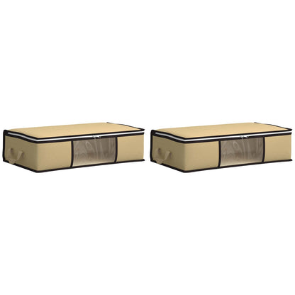 Storage Box with Transparent Side Window 2 pcs Cream