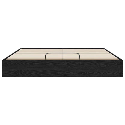 Ottoman Bed Frame Black Oak 203 x 180 x 25 cm Engineered Wood