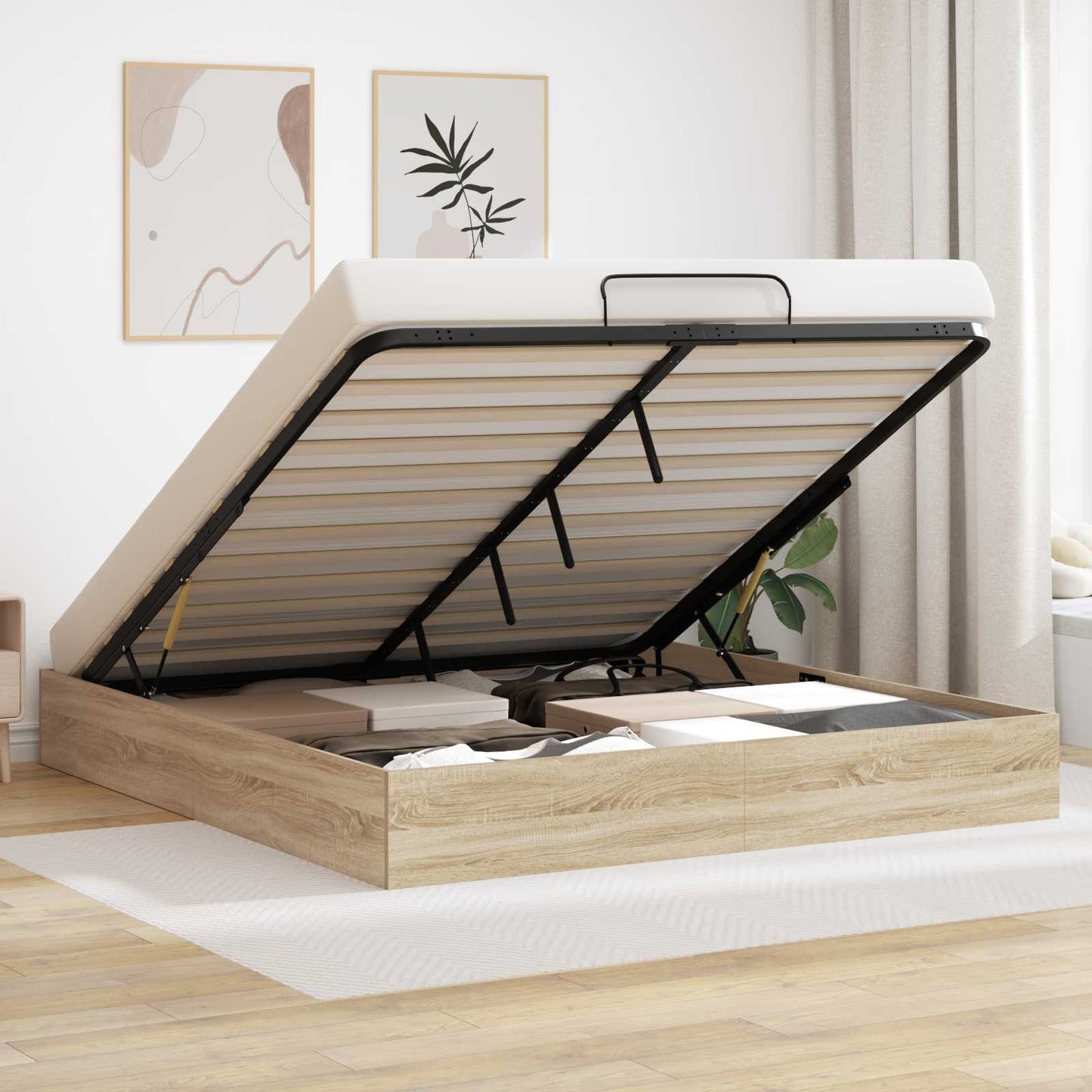 Ottoman Bed Frame Sonoma Oak 203 x 180 x 25 cm Engineered Wood