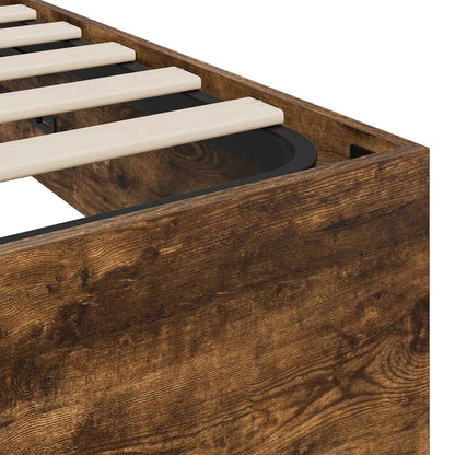 Ottoman Bed Frame Smoked Oak 203 x 180 x 25 cm Engineered Wood